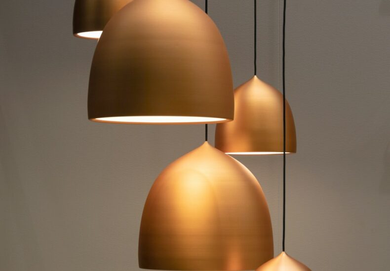 turned on pendant lamps