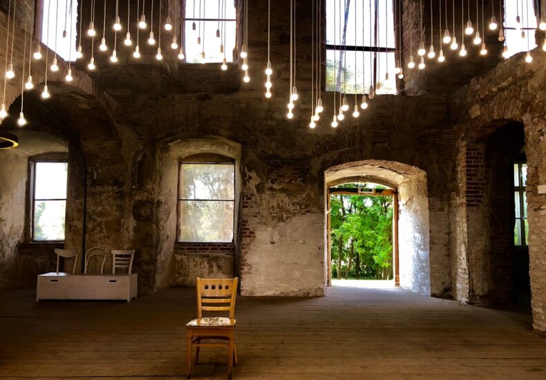 turned-on pendant lights