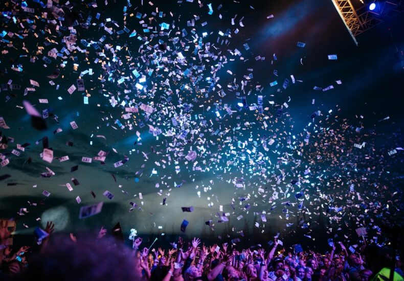 people partying with confetti
