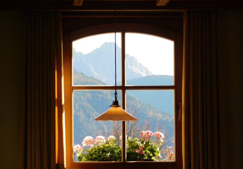 pendant lamp in front of window