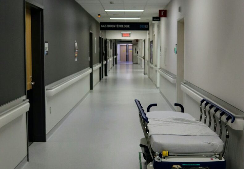 white and black hospital bed