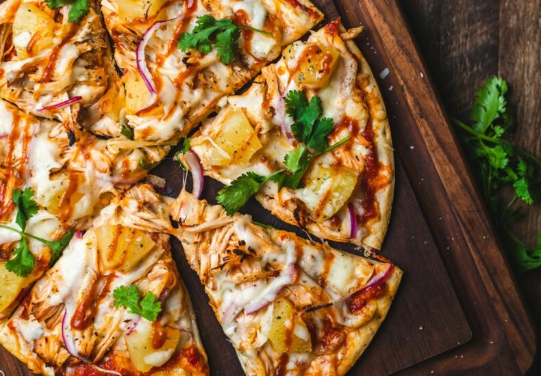 pizza on chopping board