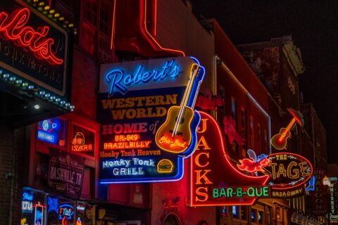 red and yellow led signage
